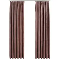 vidaXL Gordijnen verduisterend 2 st met haken 140x245 cm fluweel roze