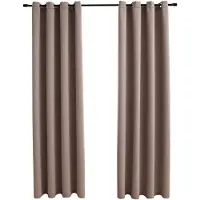 vidaXL Gordijn verduisterend met metalen ringen 2 st 140x225 cm taupe