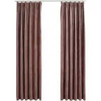 vidaXL Gordijnen verduisterend 2 st met haken 140x175 cm fluweel roze