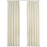 vidaXL Gordijnen verduisterend 2 st met haken 140x225 cm fluweel crème