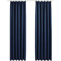 vidaXL Gordijnen verduisterend met haken 2 st 140x175 cm blauw