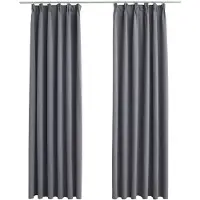 vidaXL Gordijnen verduisterend met haken 2 st 140x245 cm grijs