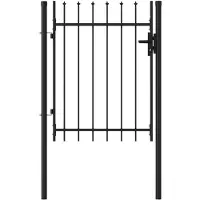 vidaXL Poort met puntige bovenkant enkel 1x1,2 m staal zwart