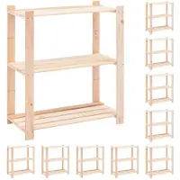 vidaXL Opbergrekken 3-laags 10 st 80x38x90 cm grenenhout 150 kg