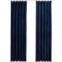 vidaXL Gordijnen verduisterend 2 st met haken 140x175 cm fluweel blauw