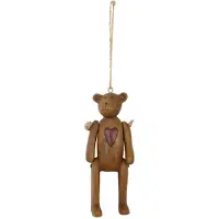 Clayre & Eef Bruine Hanger Beer Hart 4*3*10 cm 6PR0054