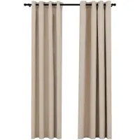 vidaXL Gordijnen linnen-look verduisterend ogen 2 st 140x225 cm beige