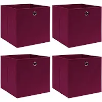 vidaXL Opbergboxen 4 st 32x32x32 cm stof donkerrood