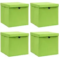 vidaXL Opbergboxen met deksel 4 st 32x32x32 cm stof groen