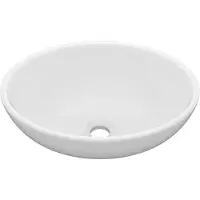 vidaXL Wastafel ovaal 40x33 cm keramiek matwit