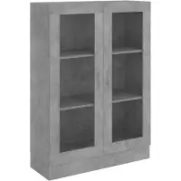 vidaXL Vitrinekast 82,5x30,5x115 cm bewerkt hout betongrijs