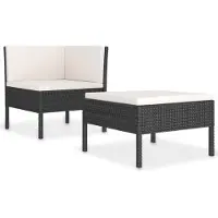 vidaXL 2-delige Loungeset met kussens poly rattan zwart