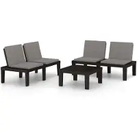 vidaXL 3-delige Loungeset met kussens kunststof grijs