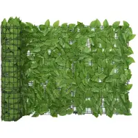 vidaXL Balkonscherm met groene bladeren 600x75 cm