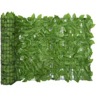 vidaXL Balkonscherm met groene bladeren 400x75 cm