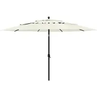 vidaXL Parasol 3-laags met aluminium paal 3,5 m zandkleurig