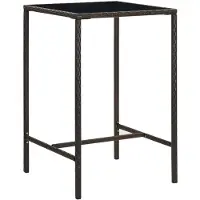 vidaXL Tuinbartafel 70x70x110 cm poly rattan en glas bruin