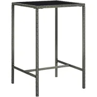 vidaXL Tuinbartafel 70x70x110 cm poly rattan en glas grijs