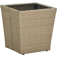 vidaXL Salontafel 41,5x41,5x44 cm poly rattan en gehard glas beige