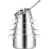 Sola Pannenset Ruby 5-Delig Premium Triply RVS - Kookpan ø 16, 18, 20, 24 cm & Steelpan ø 16 cm - geschikt voor alle warmtebronnen