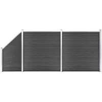vidaXL Schuttingpanelenset 446x(105-186) cm HKC zwart