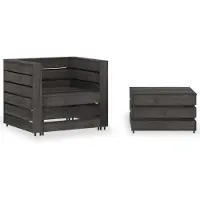 vidaXL 2-delige Loungeset pallet geïmpregneerd grenenhout grijs