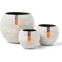 Capi 3-delige Bloempottenset Nature Rib ivoorkleurig