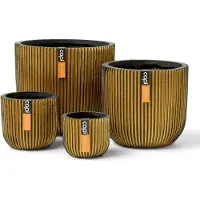 Capi 4-delige Bloempottenset Groove goudkleurig