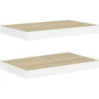 vidaXL Wandschappen zwevend 2 st 50x23,5x3,8 cm MDF eikenkleurig en wit
