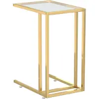 vidaXL Computer bijzettafel 50x35x65 cm gehard glas transparant