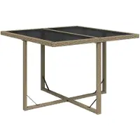 vidaXL Tuintafel 109x107x74 cm poly rattan en glas beige
