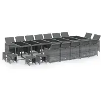 vidaXL 19-delige Tuinset met kussens poly rattan grijs