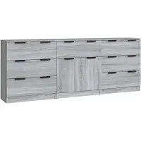 vidaXL 3-delige Dressoirs bewerkt hout grijs sonoma eikenkleurig