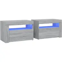vidaXL Nachtkastje 2 st met LED-verlichting 60x35x40 cm grijs sonoma
