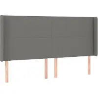 vidaXL Hoofdbord met randen 183x16x118/128 cm stof donkergrijs