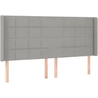 vidaXL Hoofdbord met randen 183x16x118/128 cm stof lichtgrijs