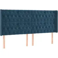 vidaXL Hoofdbord met randen 203x16x118/128 cm fluweel donkerblauw
