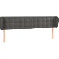 vidaXL Hoofdbord met randen 203x23x78/88 cm fluweel donkergrijs