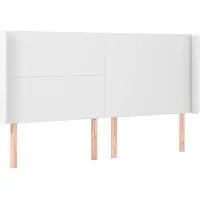 vidaXL Hoofdbord met randen 163x16x118/128 cm kunstleer wit