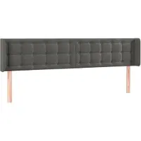 vidaXL Hoofdbord met randen 203x16x78/88 cm fluweel donkergrijs