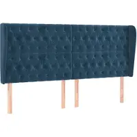 vidaXL Hoofdbord met randen 203x23x118/128 cm fluweel donkerblauw