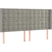 vidaXL Hoofdbord met randen 183x16x118/128 cm fluweel lichtgrijs