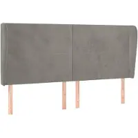 vidaXL Hoofdbord met randen 163x23x118/128 cm fluweel lichtgrijs