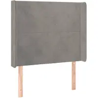 vidaXL Hoofdbord met randen 83x16x118/128 cm fluweel lichtgrijs