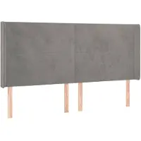 vidaXL Hoofdbord met randen 163x16x118/128 cm fluweel lichtgrijs