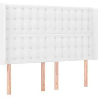 vidaXL Hoofdbord met randen 147x16x118/128 cm kunstleer wit