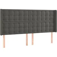 vidaXL Hoofdbord met randen 203x16x118/128 cm fluweel donkergrijs