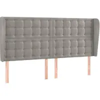 vidaXL Hoofdbord met randen 183x23x118/128 cm fluweel lichtgrijs