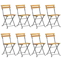 vidaXL Tuinstoelen inklapbaar 8 st staal en massief acaciahout