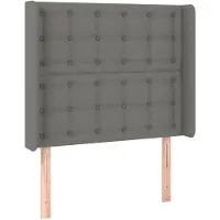 vidaXL Hoofdbord met randen 93x16x118/128 cm stof donkergrijs